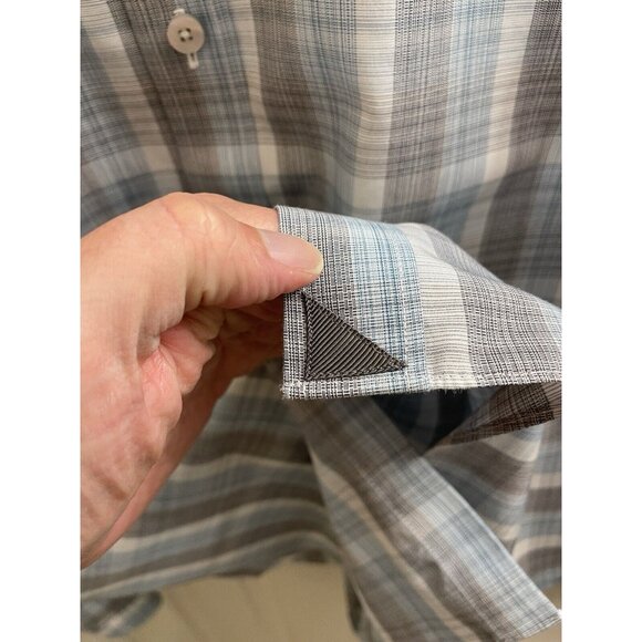 UNTUCKit Mens Shirt Medium COLLINS WF Button Up BLUE GRAY Plaid Long Sleeve - Picture 8 of 10